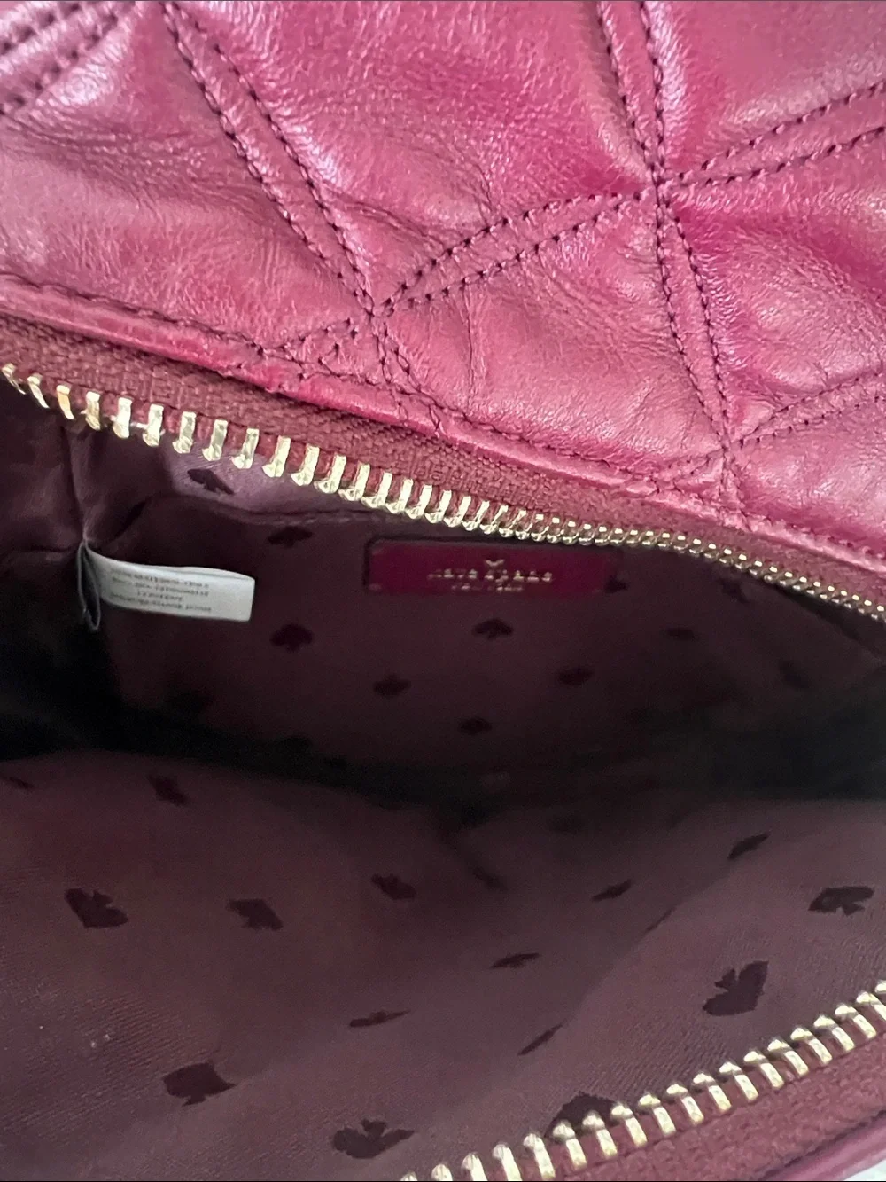 kate spade Quilted Wine Red Mini Backpack with Gold Hardware